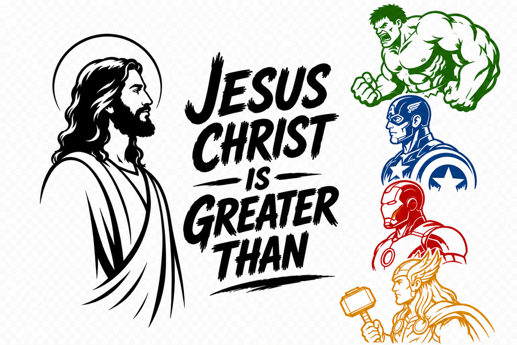 Jesus Christ is Greater Than superheroes - Christian faith tee