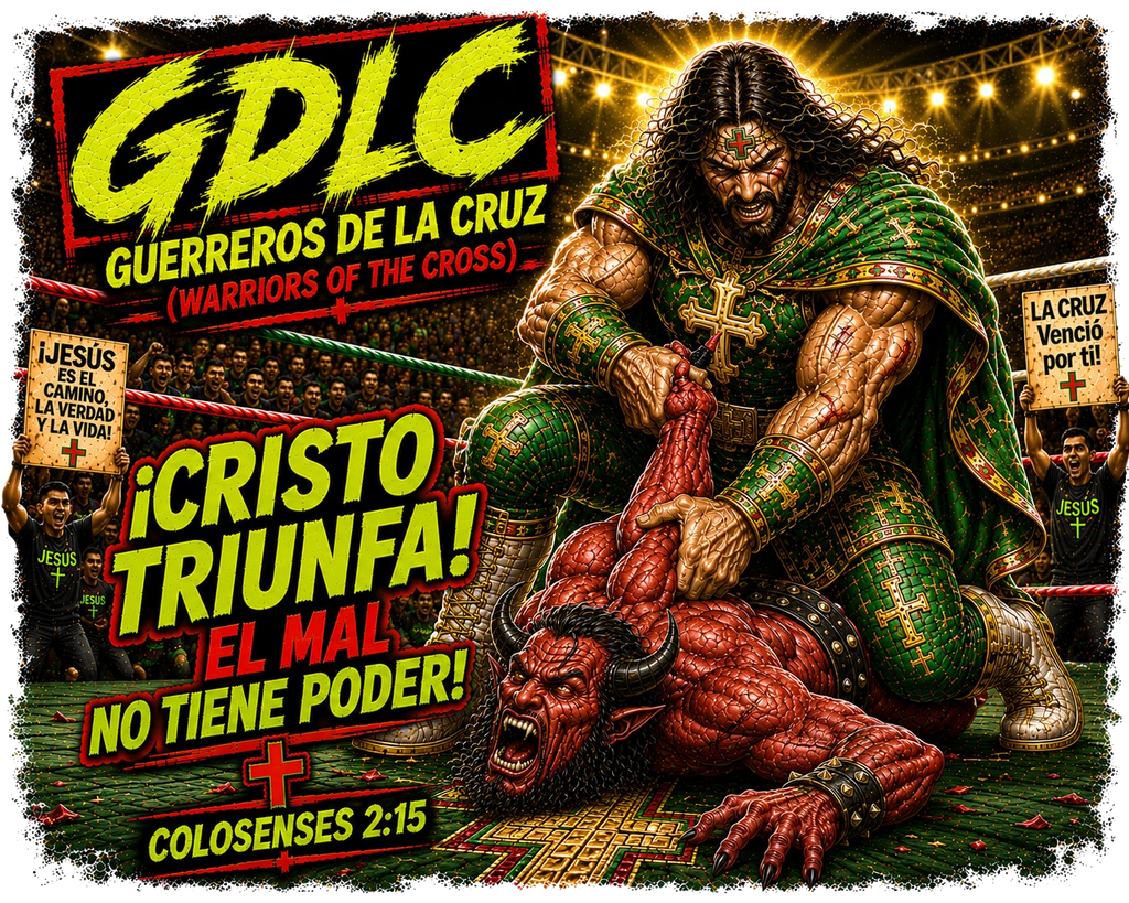 Cristo Triunfa El Mal No Tiene Poder GDLC Guerreros De La Cruz Tee - Colosenses 2:15