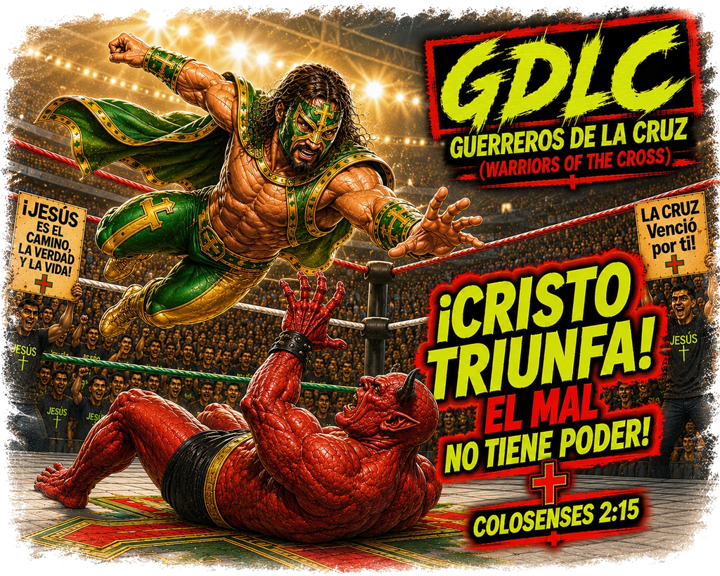 El Luchador de la Fe Fighter of Faith GDLC Green Gold Tee - Colosenses 2:15