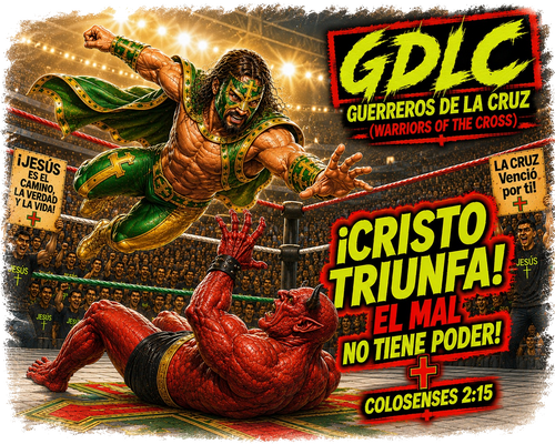 El Luchador de la Fe Fighter of Faith GDLC Green Gold Tee - Colosenses 2:15