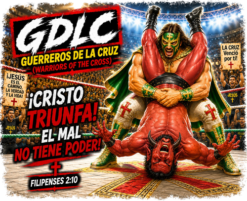 Cristo Triunfa El Mal No Tiene Poder GDLC Guerreros De La Cruz Tee - Filipenses 2:10