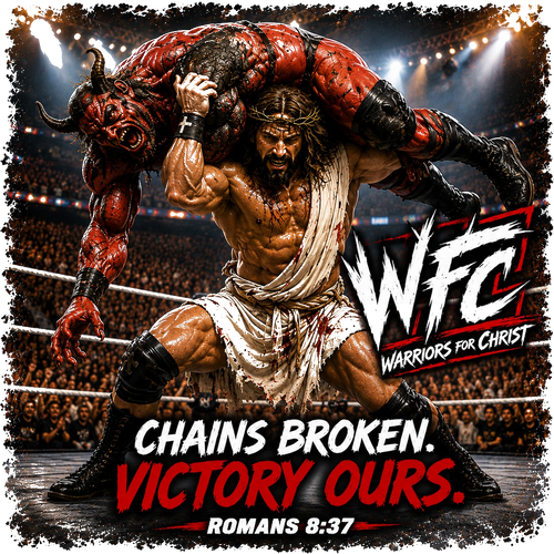 Chains Broken Victory Ours WFC Warriors for Christ Tee - Romans 8:37