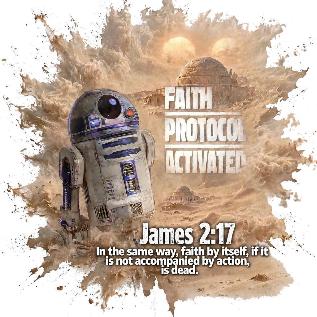 Faith Protocol Activated Christian Sci-Fi Tee James 2:17