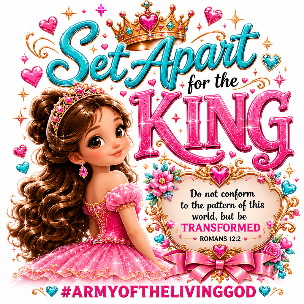 Set Apart for the King Girls Tee Romans 12:2 Army of the Living God