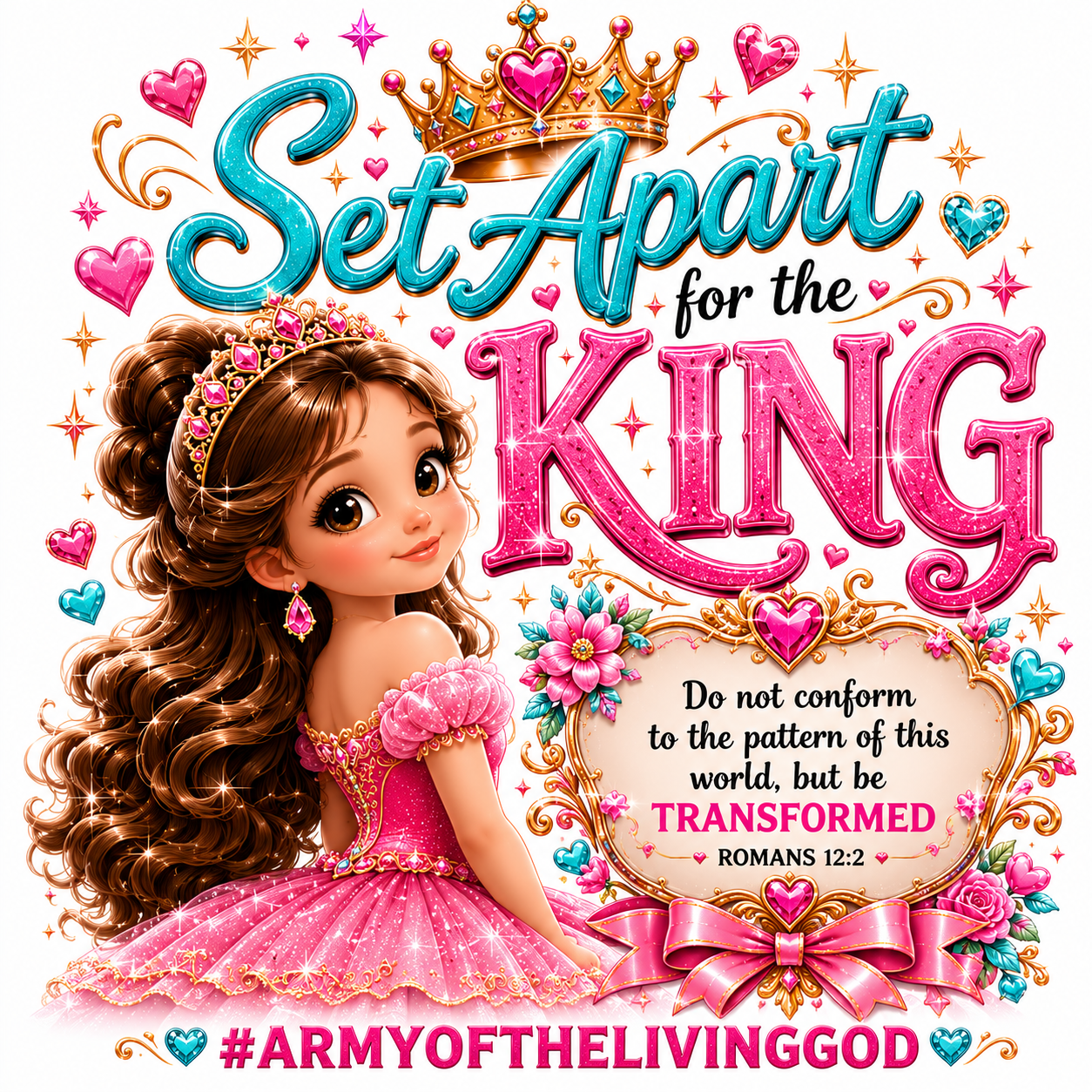 Set Apart for the King Girls Tee Romans 12:2 Army of the Living God