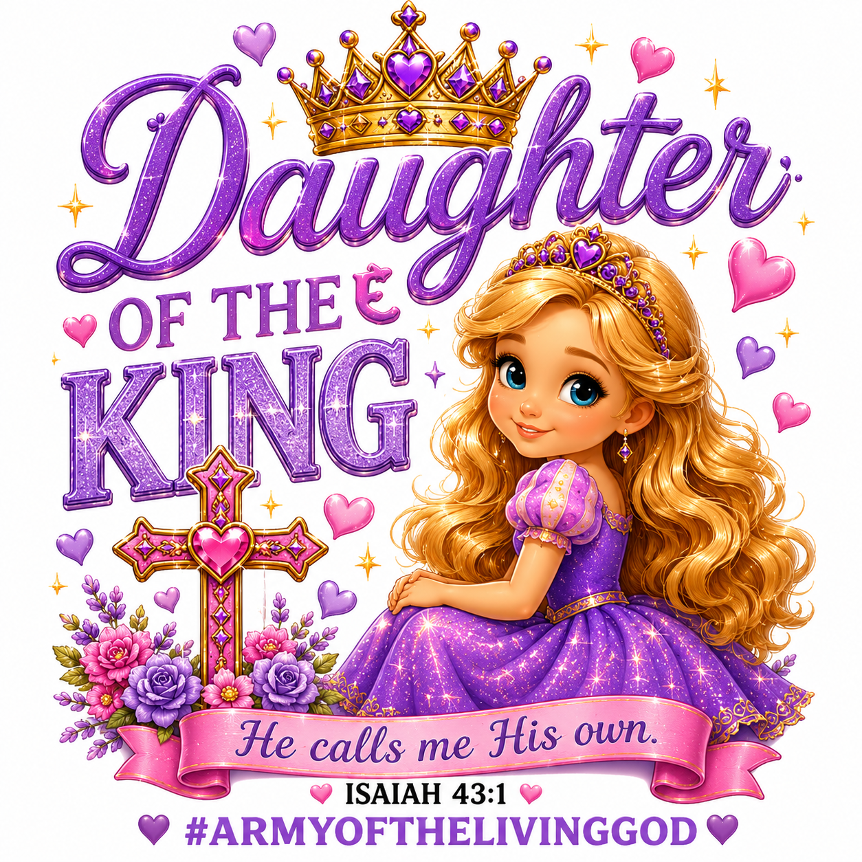 Daughter of the King Girls Tee Isaiah 43:1 Army of the Living God